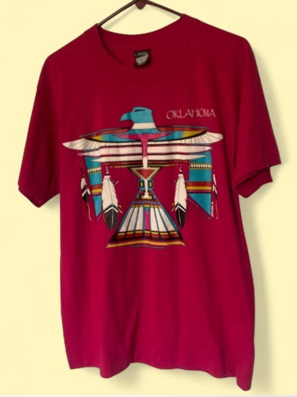 Vintage Oklahoma tee mens large hot pink screen stars